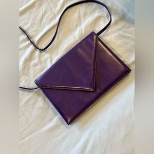 Vintage Musa Brazil Purple Genuine Leather Envelope Crossbody Clutch Bag 80s